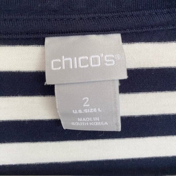 Chico's Navy and White Striped Top - Size 2 Large - Picture 4 of 4